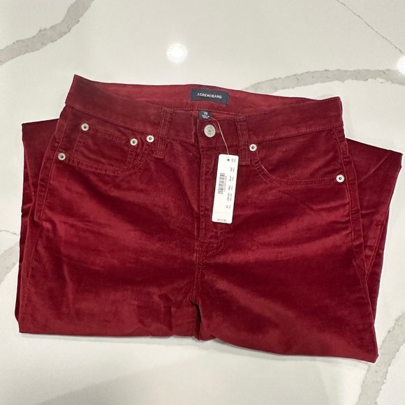 J. Crew Crimson 9" High-Rise Toothpick Velvet Pants Size: 28 (NWT) - Picture 5 of 10